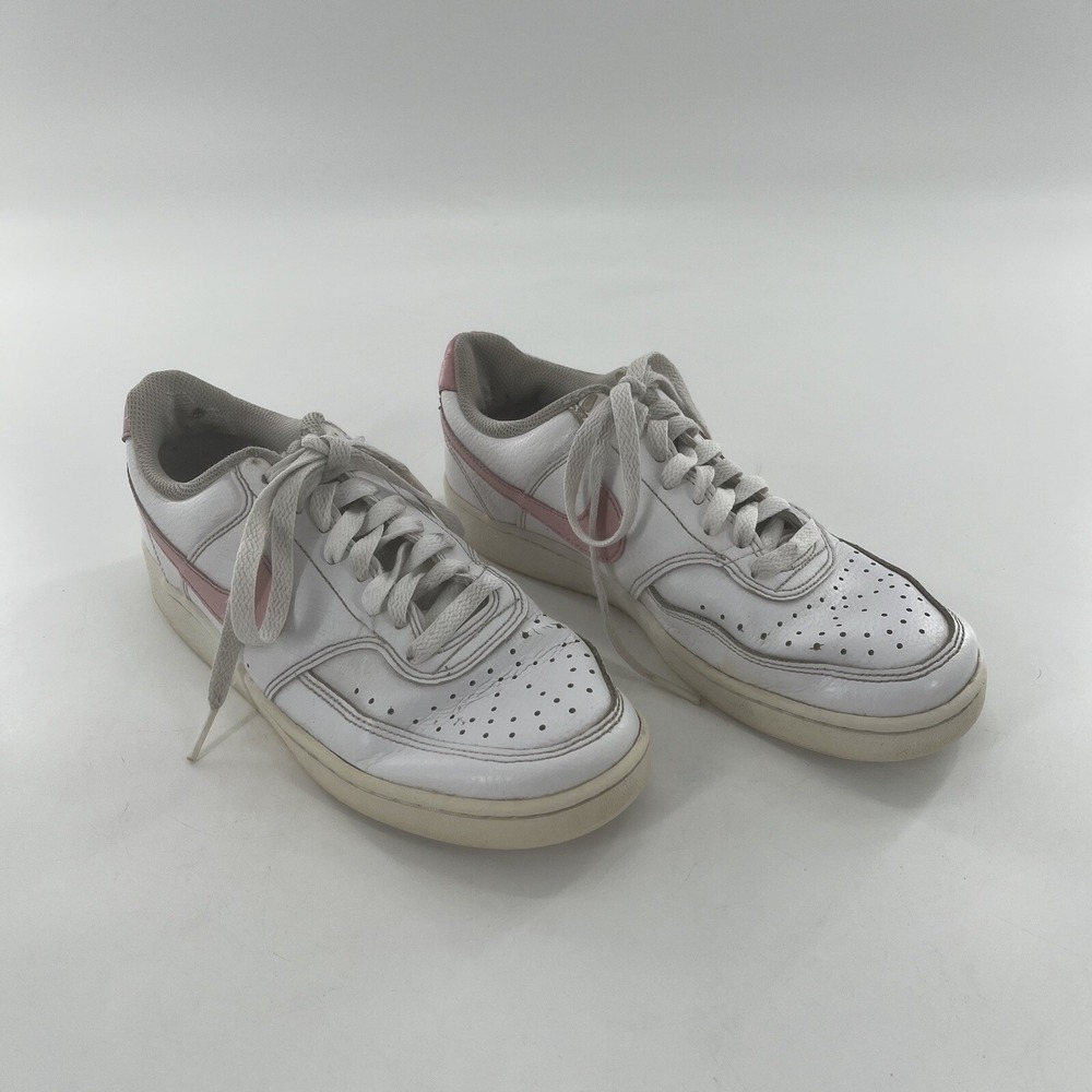 Nike Womens‎ Court Vision Low 8 Leather Casual Shoe White Pink Swoosh Sneaker
